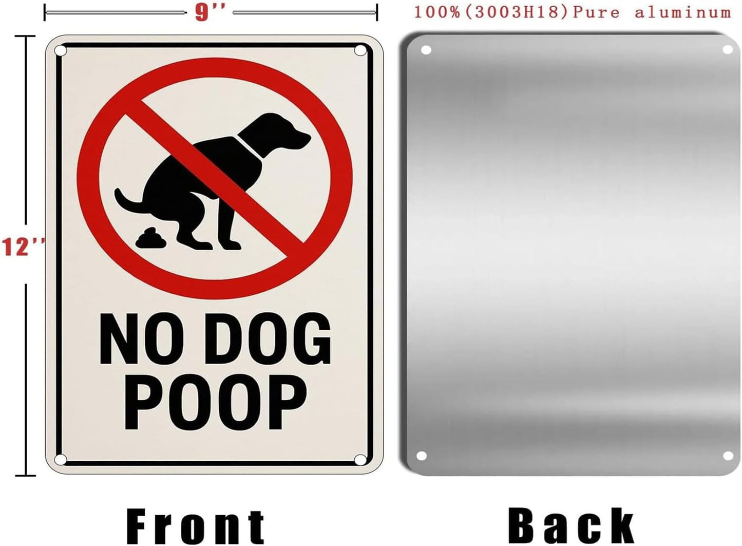No Dog Poop Signs for Yard - Rust-Free Aluminum Metal Pet Waste Warning Sign Waterproof UV Printed Outdoor Sign to Keep Dogs Off Grass Fit for Lawn Garden Fence Gate