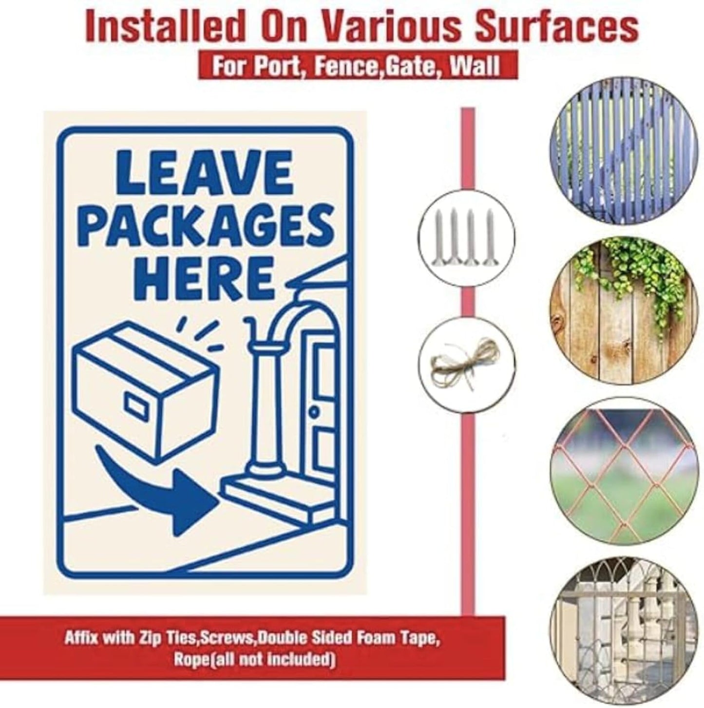 Dekvoraq Leave Packages Here 9x12 Inch – Heavy Duty Rustproof Aluminum Please Leave Packages Here Sign with FREE Mounting Accessories, Waterproof UV Printed Delivery Drop Off