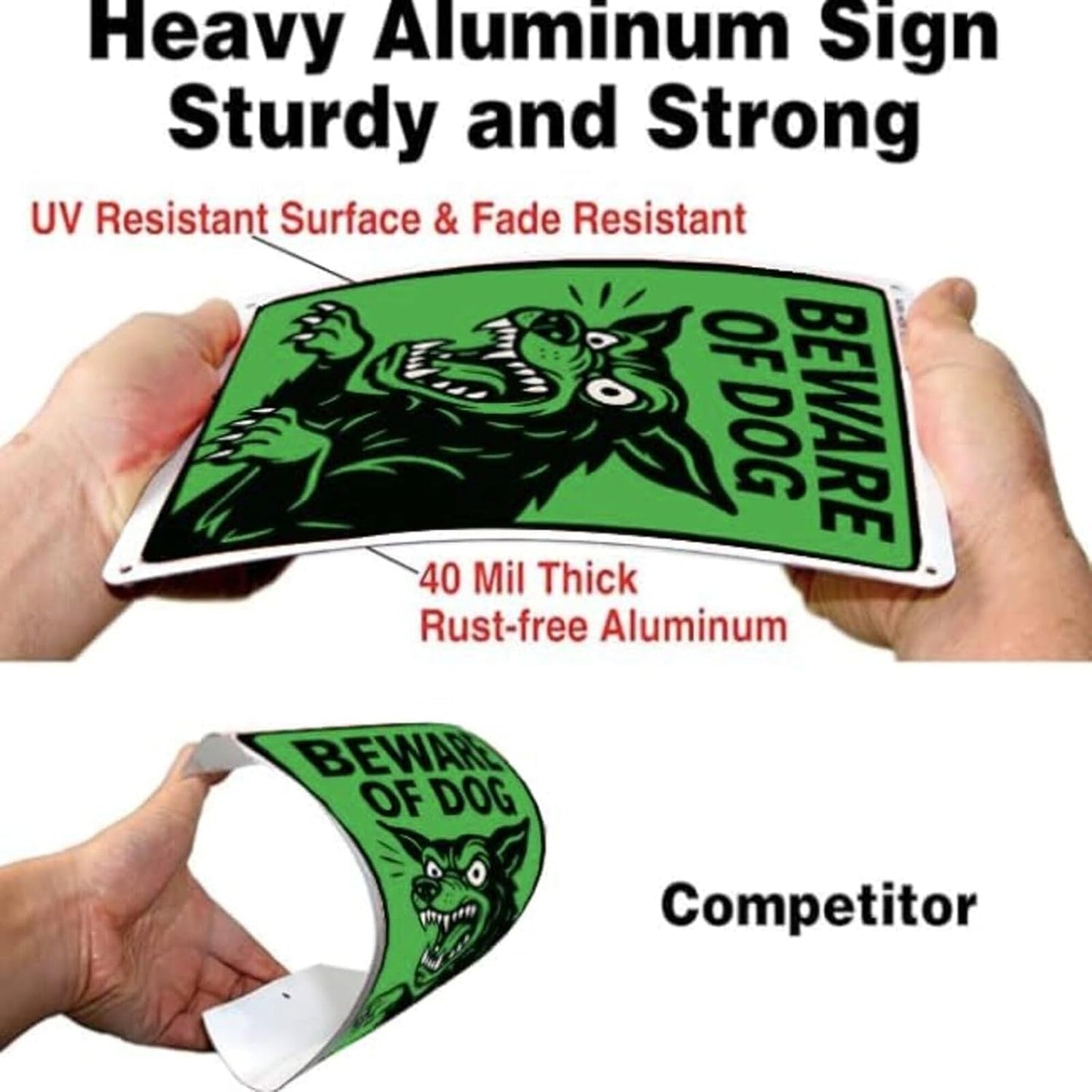 Beware of Dog Sign - UV Printed Waterproof Rust-Free Aluminum Metal Warning Sign with Free Screws & Rope | Fits as Beware of Dog Signs for Fence German Shepherd/Themed Signs for Home Security