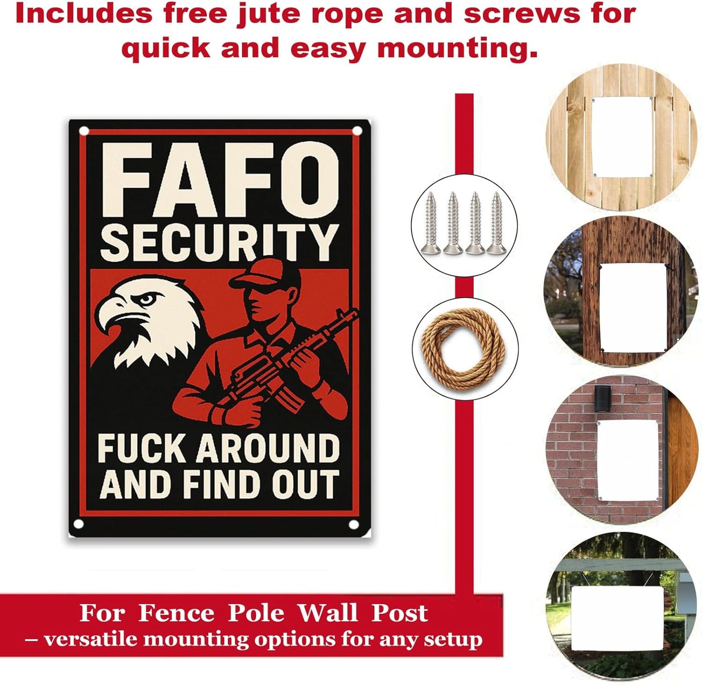 Protected By F Around and Find Out Sign, 12 х 8 Aluminum FAFO Security Sign，protect