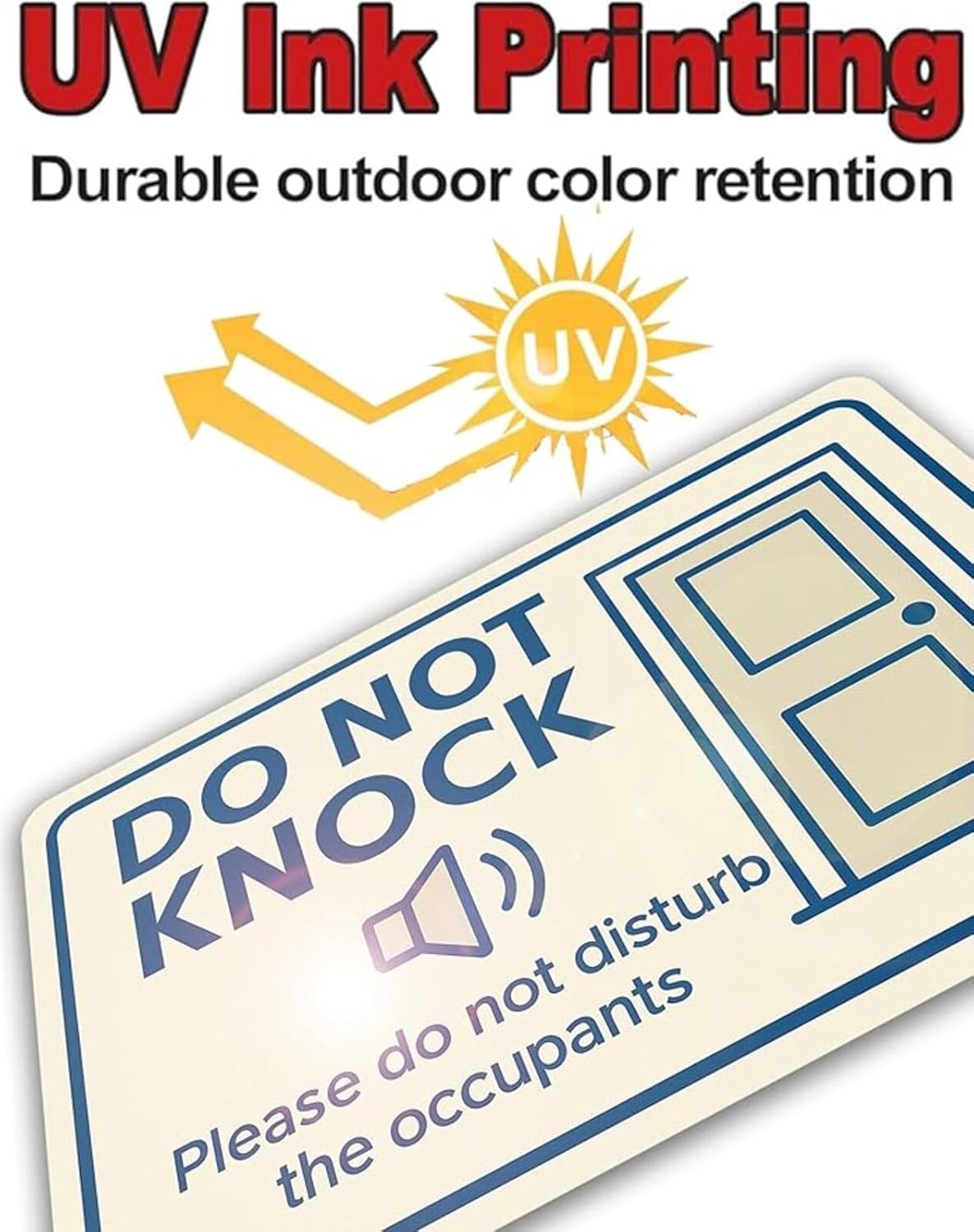 Dekvoraq Do Not Knock 9x12 Inch – Heavy Duty Rustproof Aluminum Please Do Not Disturb Sign with FREE Mounting Accessories, Waterproof UV Printed Outdoor Door Gate