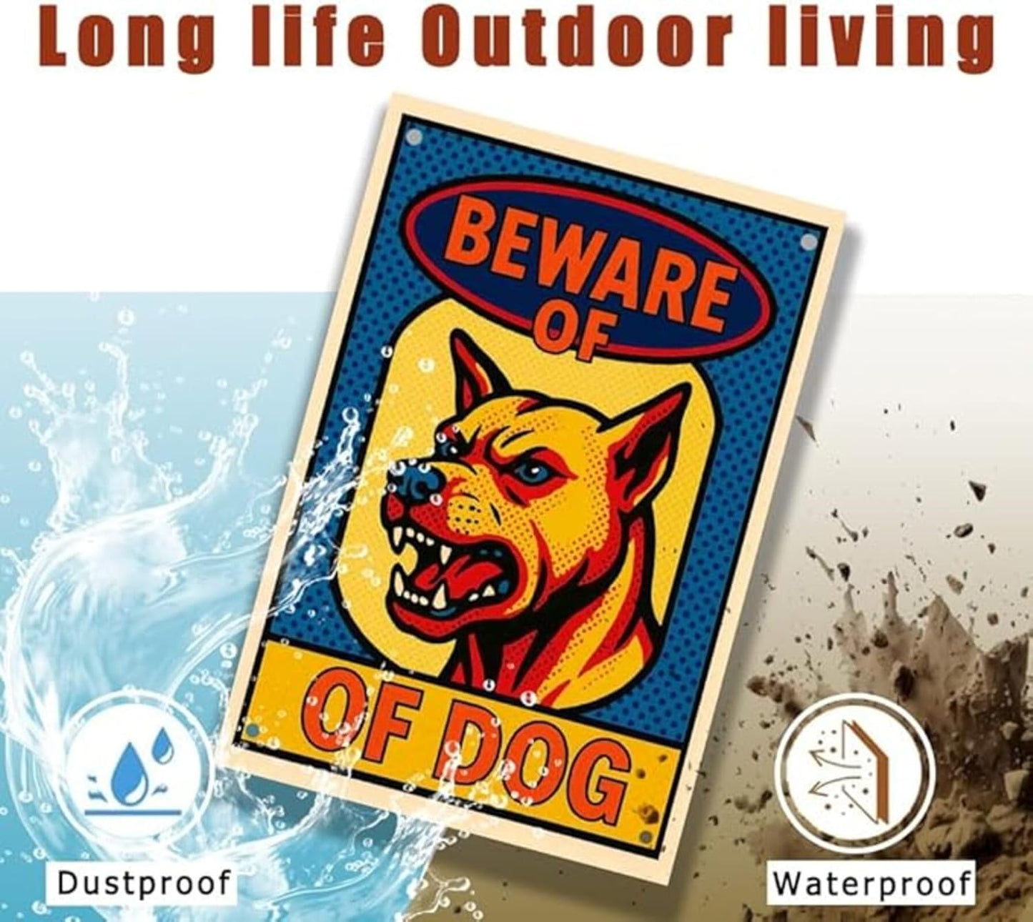Dekvoraq Beware of Dog Sign 9x12 Inch – Heavy Duty Aluminum Rustproof Outdoor Security Warning Sign with FREE Mounting Accessories, UV Printed Waterproof Guard Dog Yard Sign