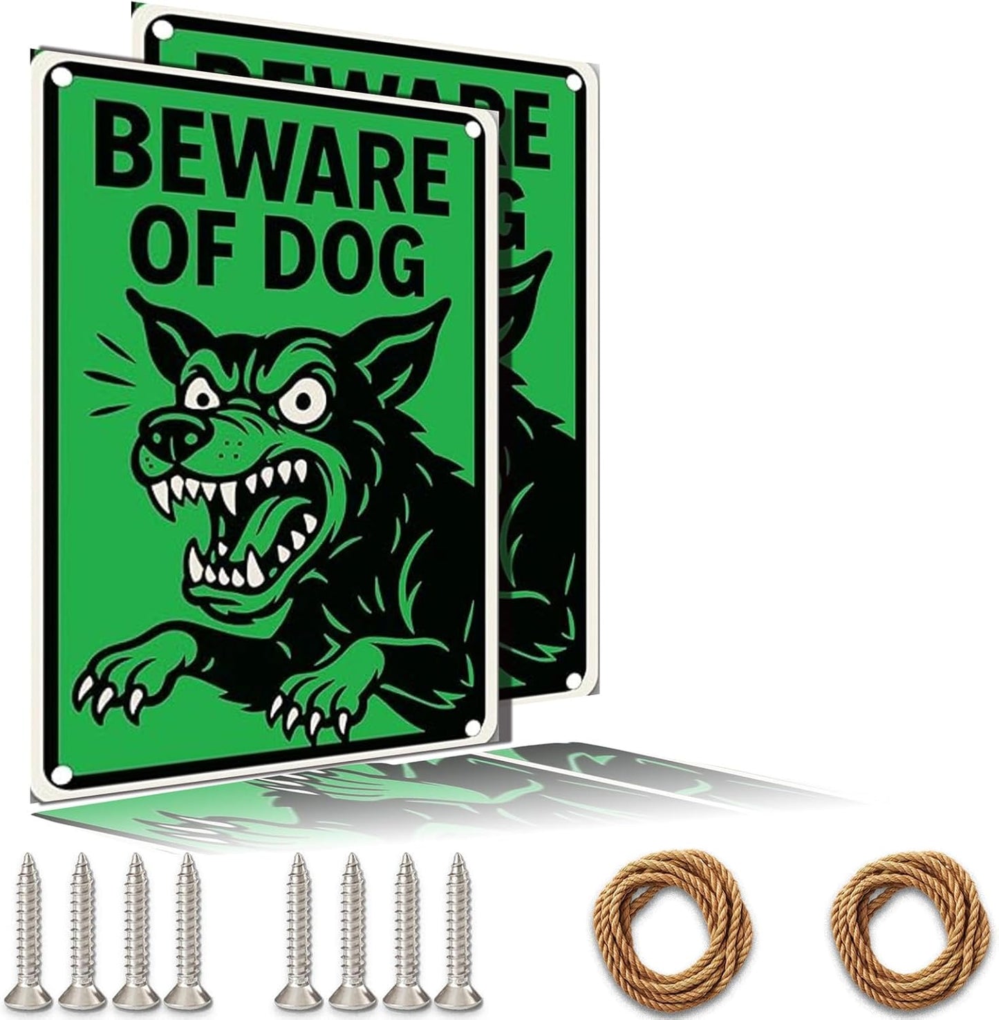 Beware of Dog Sign - UV Printed Waterproof Rust-Free Aluminum Metal Warning Sign with Free Screws & Rope | Fits as Beware of Dog Signs for Fence German Shepherd/Themed Signs for Home Security