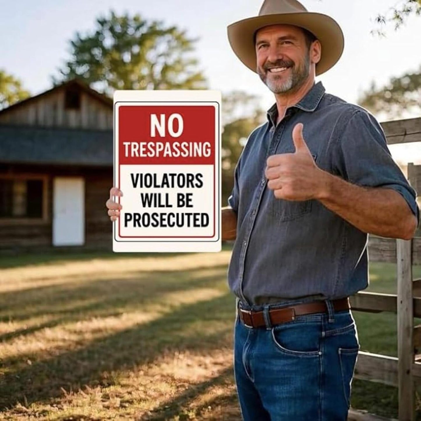 No Trespassing Sign 9x12 Inch – Large Private Property Aluminum Sign Outdoor Waterproof Rust-Free Metal Warning Sign with Free Mounting Accessories（Screws & Jute Rope）