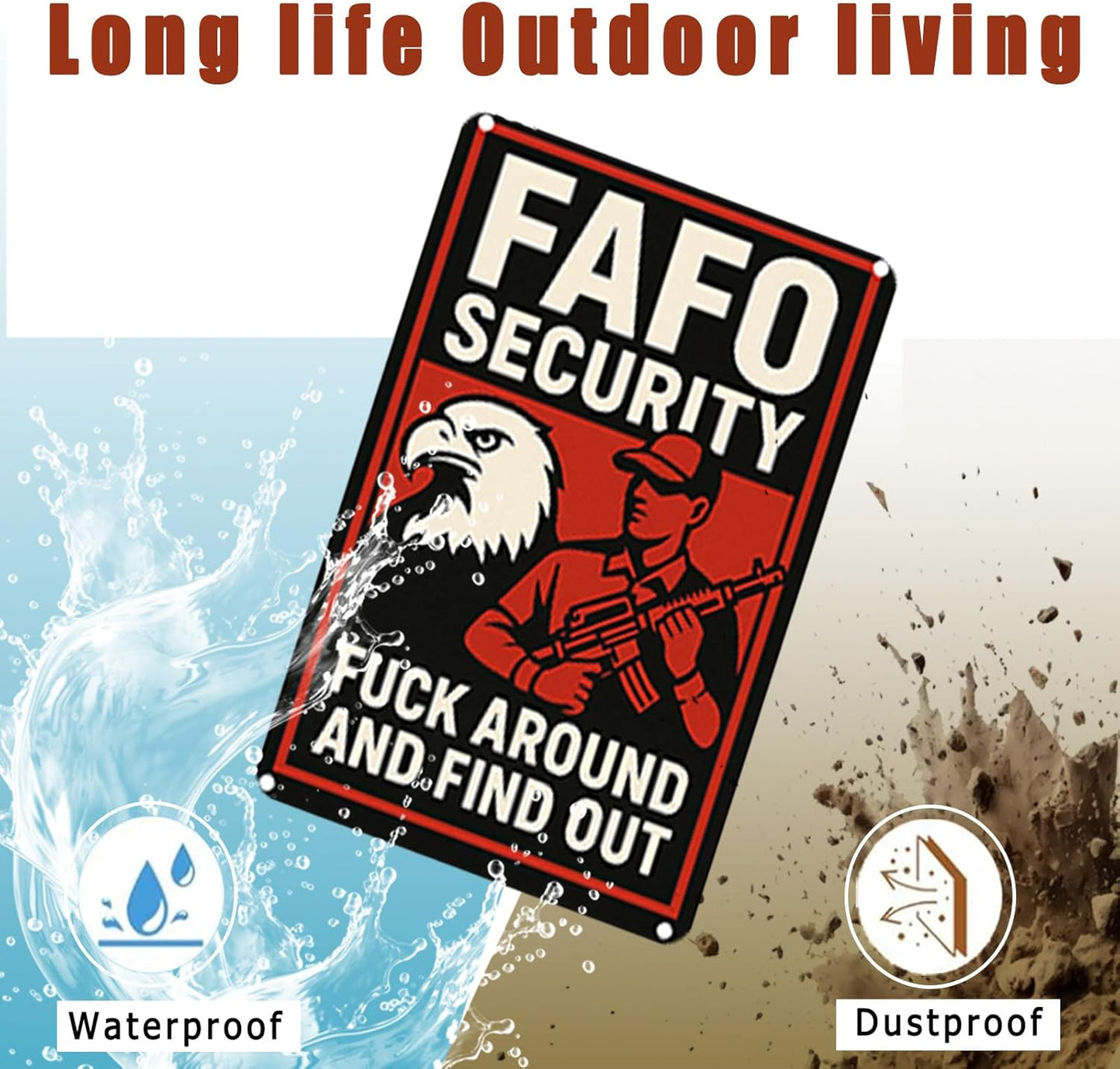 Protected By F Around and Find Out Sign, 12 х 8 Aluminum FAFO Security Sign，protect