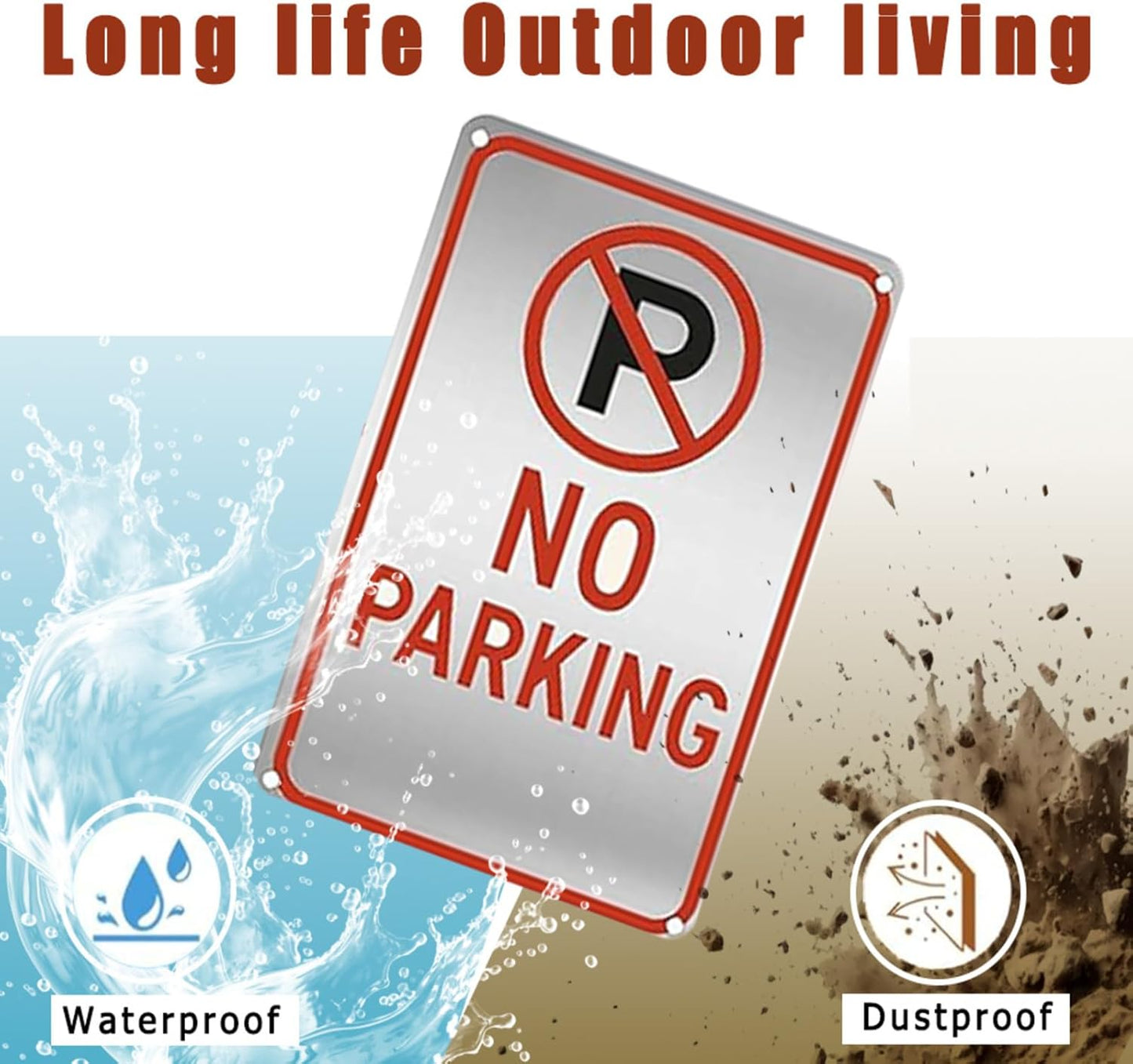 No Parking Signs 9x12 Inch - Heavy Duty Aluminum Metal Outdoor Sign Waterproof Rustproof UV Printed No Parking Sign for Driveway Private Property Fire Lane with Free Mounting Accessories