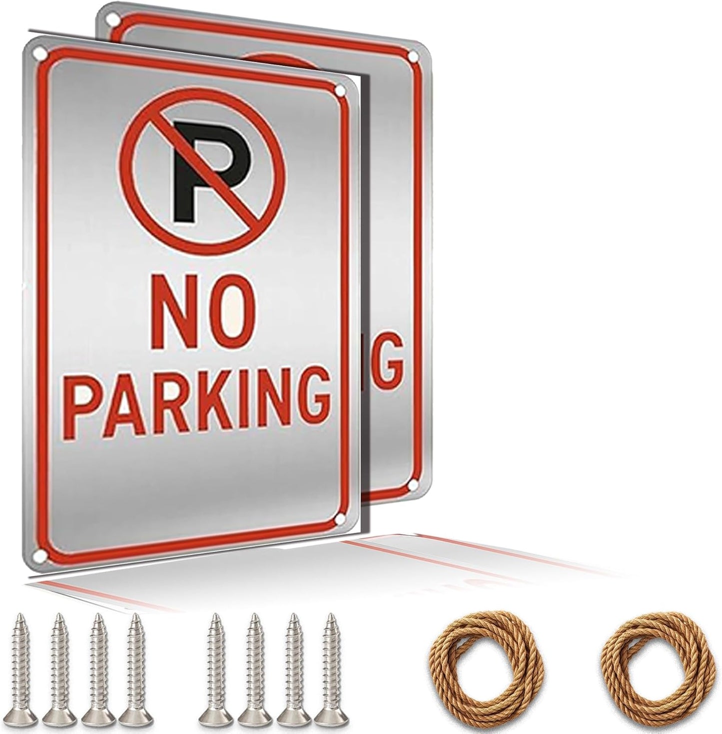 No Parking Signs 9x12 Inch - Heavy Duty Aluminum Metal Outdoor Sign Waterproof Rustproof UV Printed No Parking Sign for Driveway Private Property Fire Lane with Free Mounting Accessories