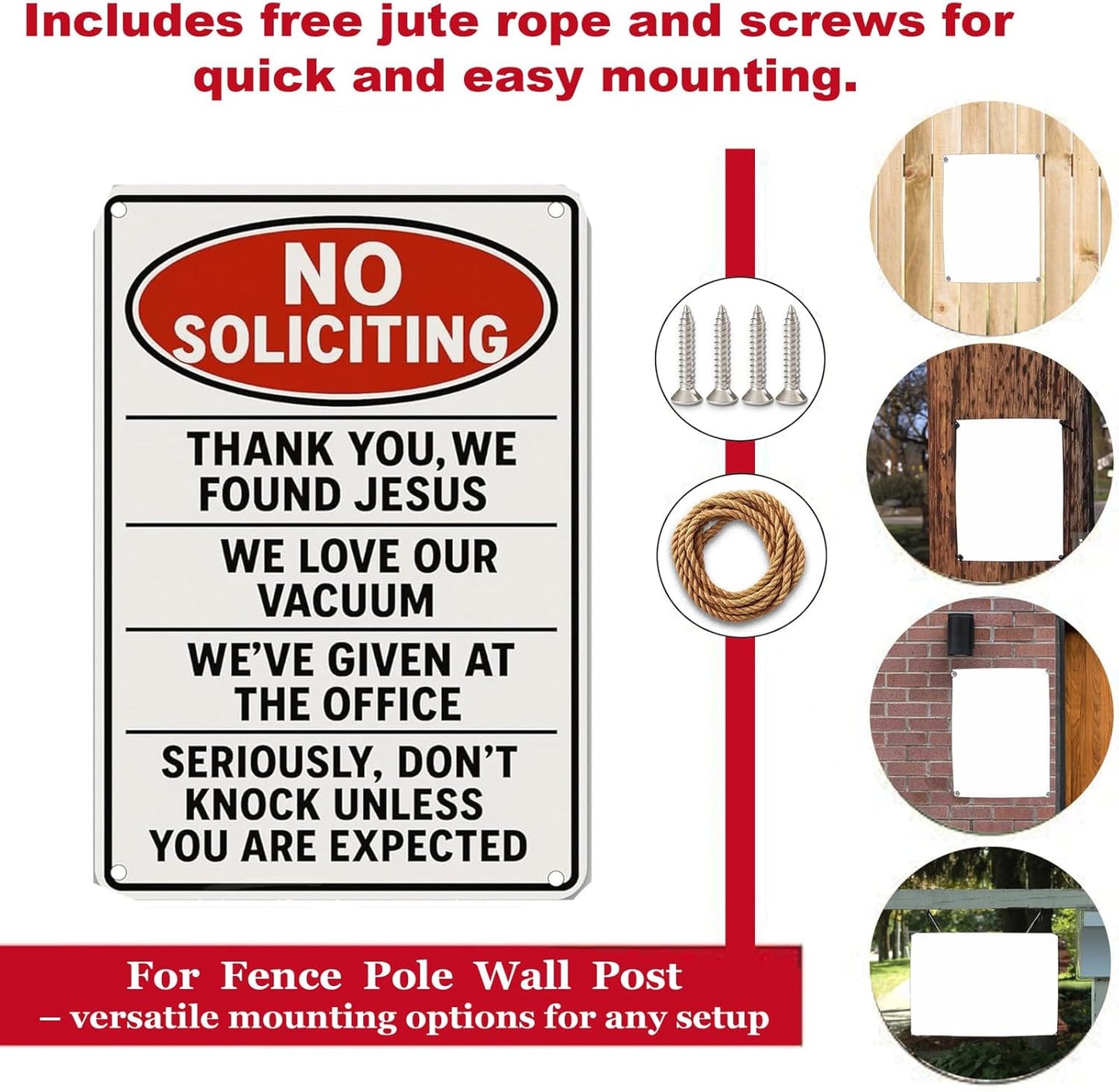 Funny No Soliciting Sign 9x12 Inch - Heavy Duty Aluminum No Soliciting Signs for House Waterproof UV Printed Outdoor Sign with FREE Mounting Accessories No Soliciting Sign for Door/Yard/Front Door