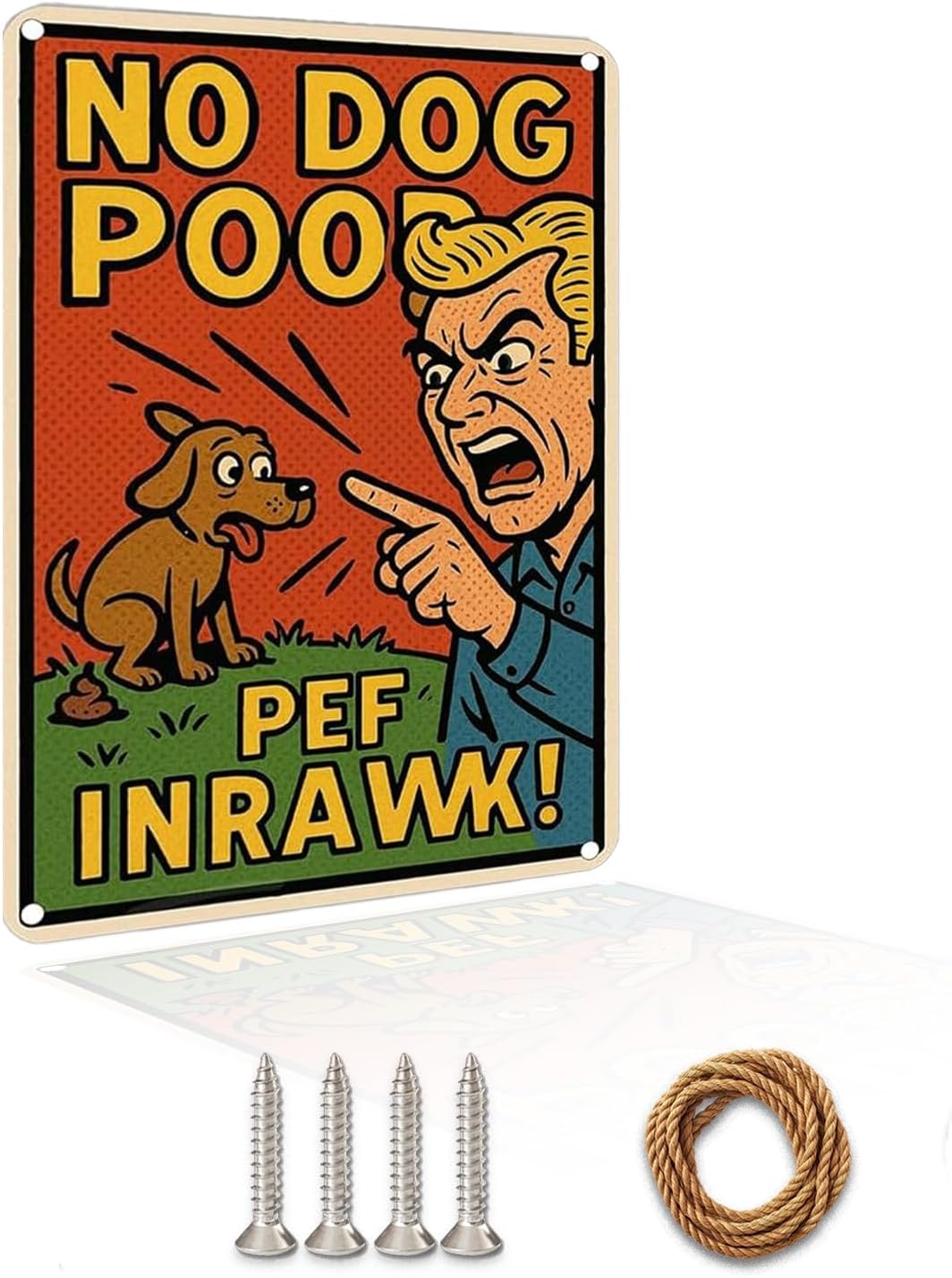 Dekvoraq No Dog Poop Sign 9x12 Inch – Funny Retro Style Yard Sign, Heavy Duty Rustproof Aluminum Dog Poop Signs for Lawn with FREE Mounting Accessories, Waterproof UV Printed Outdoor Sign