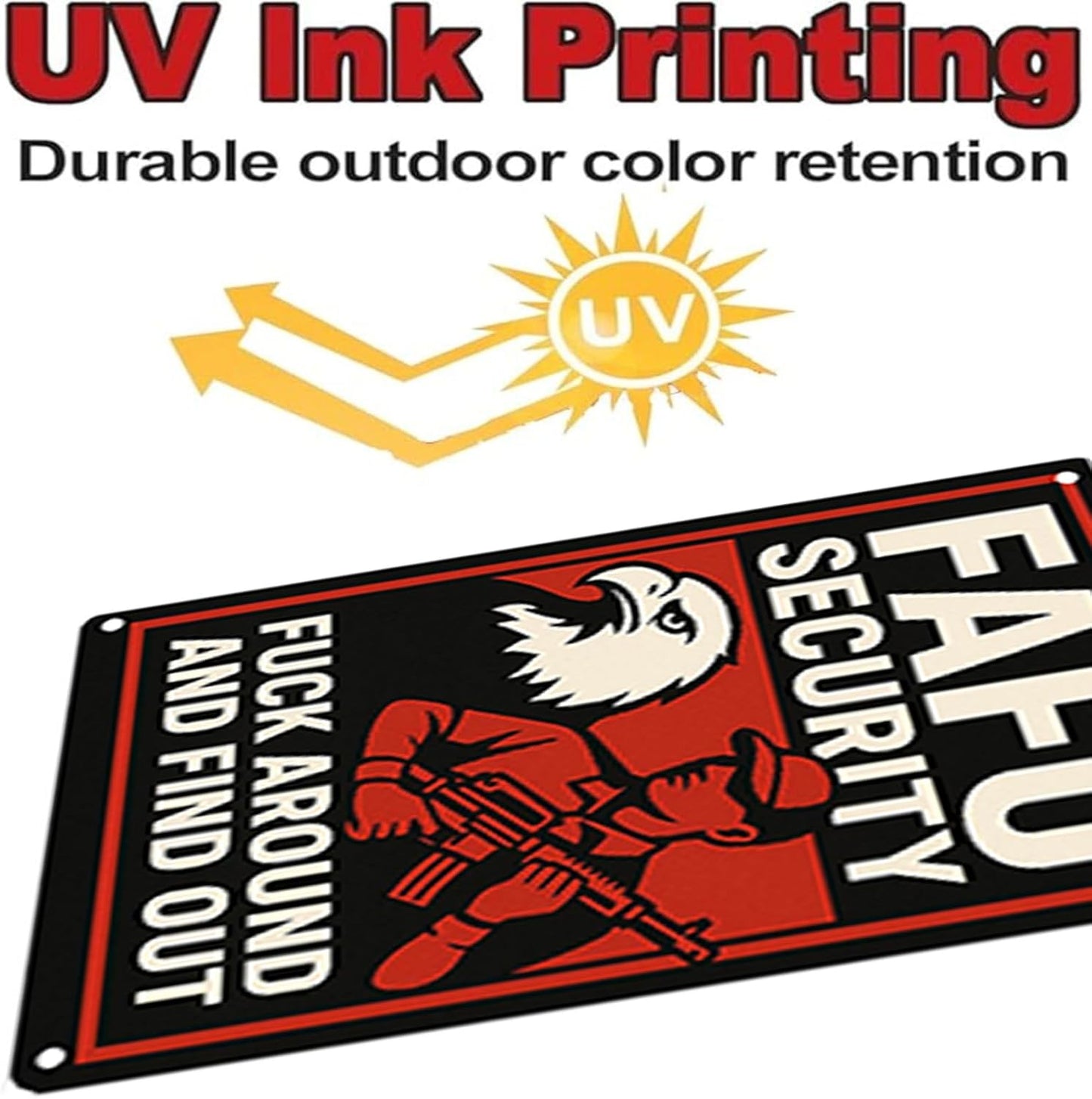 Protected By F Around and Find Out Sign, 12 х 8 Aluminum FAFO Security Sign，protect