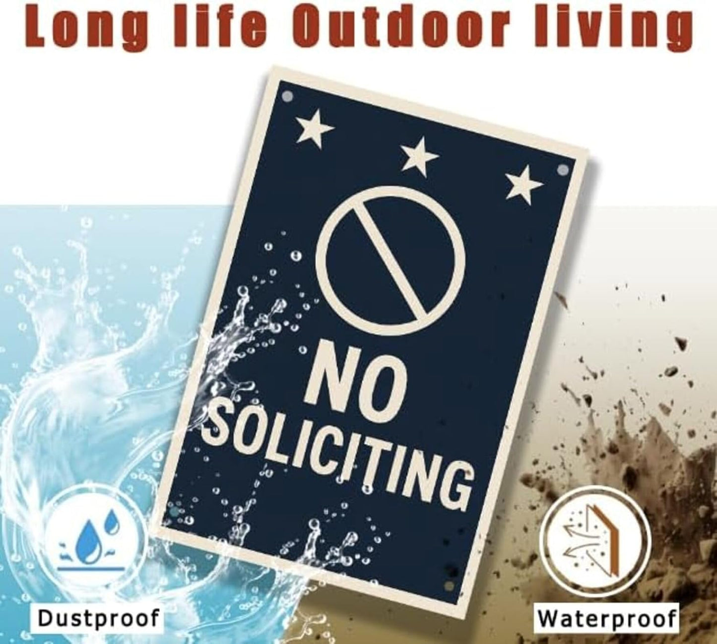 No Soliciting Sign for House Funny, 12 x 9 Inches Rust-Proof Aluminum No Soliciting Sign for Front Door, Humorous Do Not Ring Doorbell Signs, No Solicitation Signs for Home with Screws & Rope (Black)