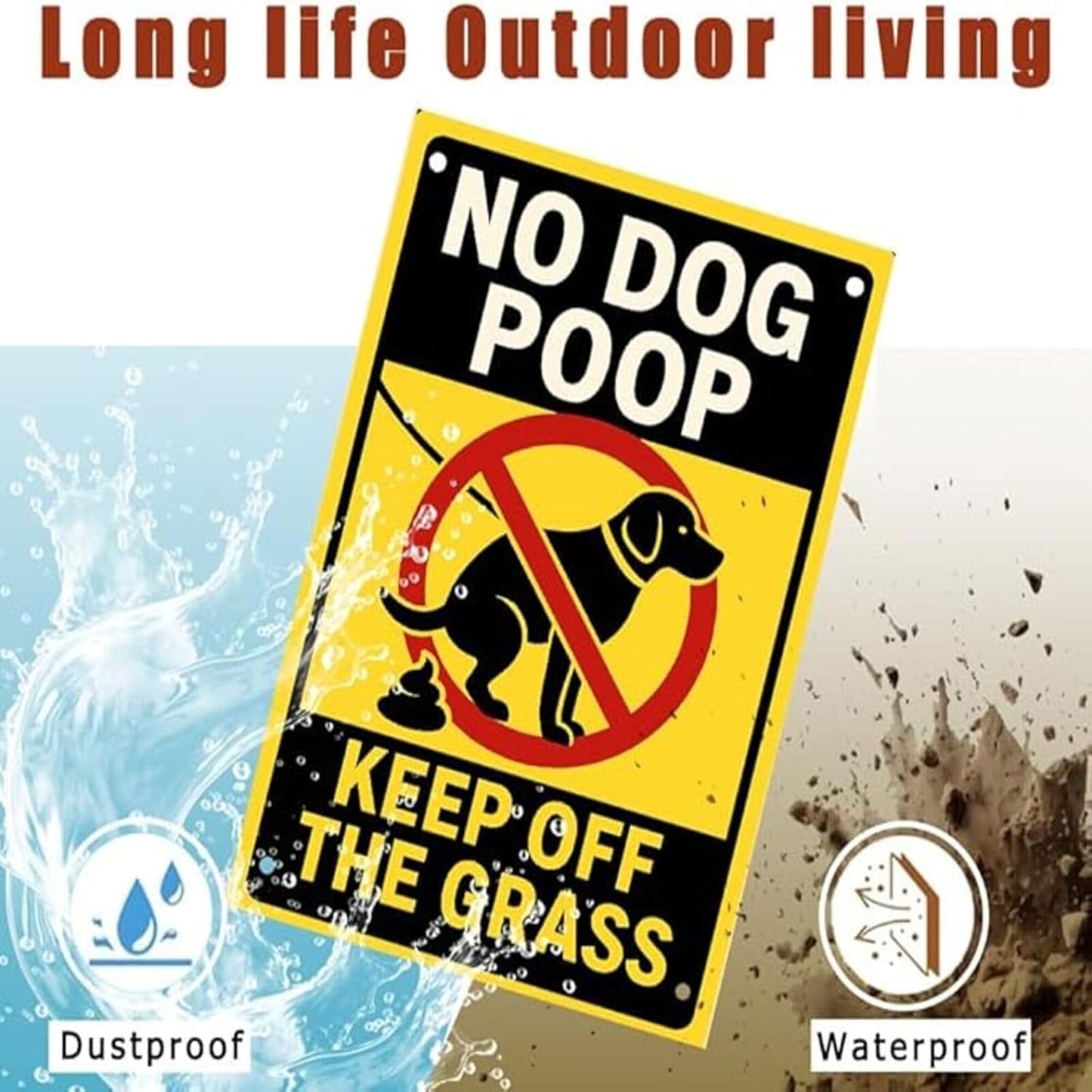 No Dog Poop Signs for Yard - Rust-Free Aluminum Keep Off Grass Lawn Sign UV Printed Waterproof Outdoor Fence Gate Garden Decor with Free Screws & Rope Perfect Pick Up After Your Dog Sign
