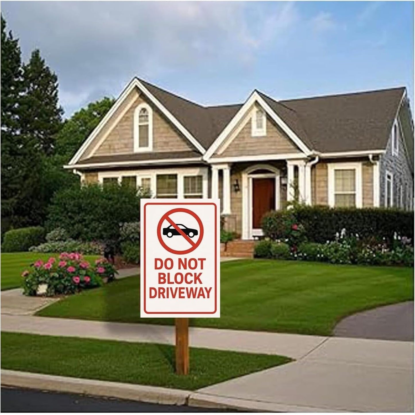 Do Not Block Driveway Sign 9x12 Inch - Heavy Duty Rustproof Aluminum No Parking Sign with Free Mounting Kit Waterproof UV Printed Outdoor Private Property Warning Sign for Driveway/Fence/Garage