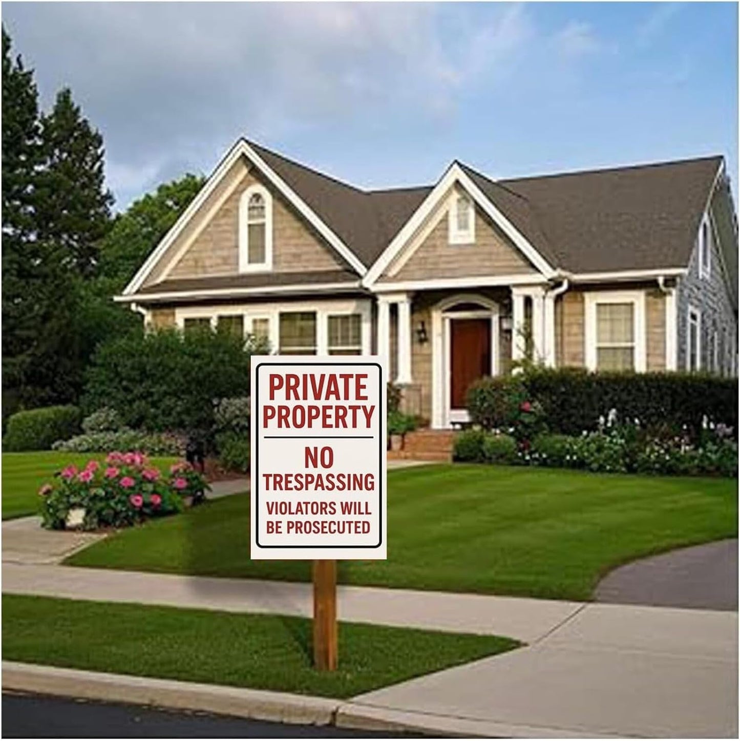 Private Property No Trespassing Sign – 9x12 Inch Rustproof Aluminum Warning, Weatherproof, Easy to Mount, Violators Will Be Prosecuted (2-Pack), Includes Screws & Rope