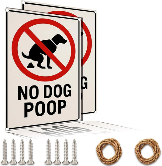 No Dog Poop Signs for Yard - Rust-Free Aluminum Metal Pet Waste Warning Sign Waterproof UV Printed Outdoor Sign to Keep Dogs Off Grass Fit for Lawn Garden Fence Gate