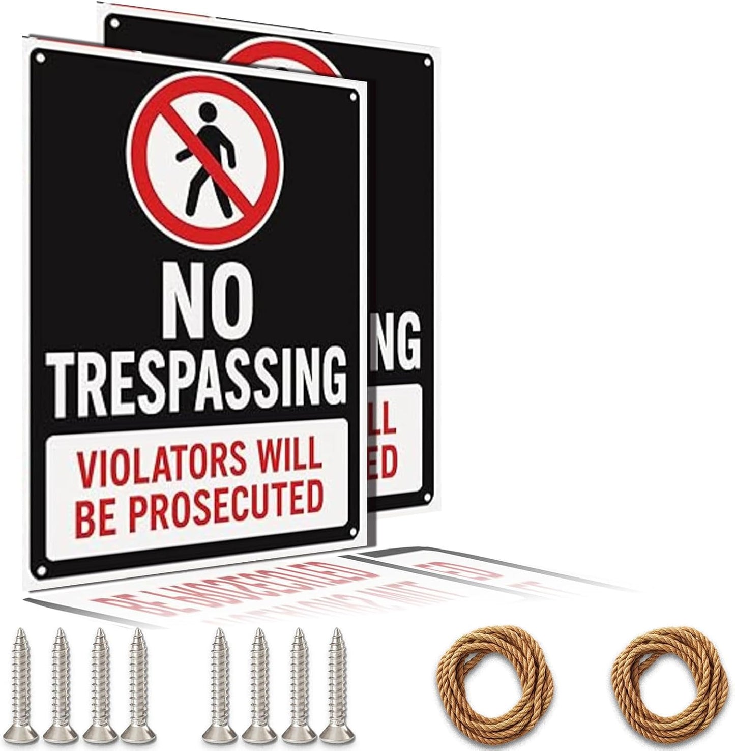 No Trespassing Signs for Private Property 9x12 Inch Rust-Free Aluminum Metal, UV Printed Waterproof Outdoor Weather Resistant Warning Sign for Yard Fence Gate with Free Accessories