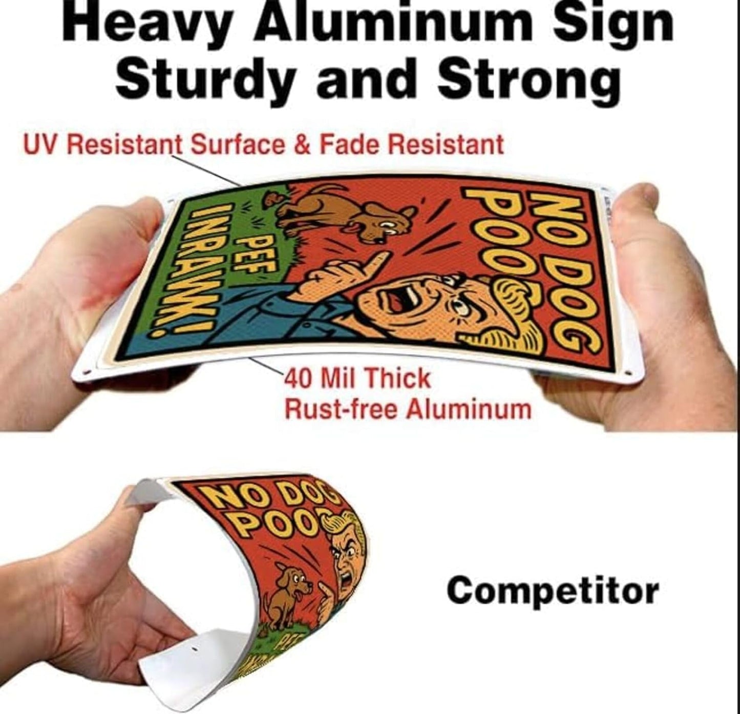 Dekvoraq No Dog Poop Sign 9x12 Inch – Funny Retro Style Yard Sign, Heavy Duty Rustproof Aluminum Dog Poop Signs for Lawn with FREE Mounting Accessories, Waterproof UV Printed Outdoor Sign