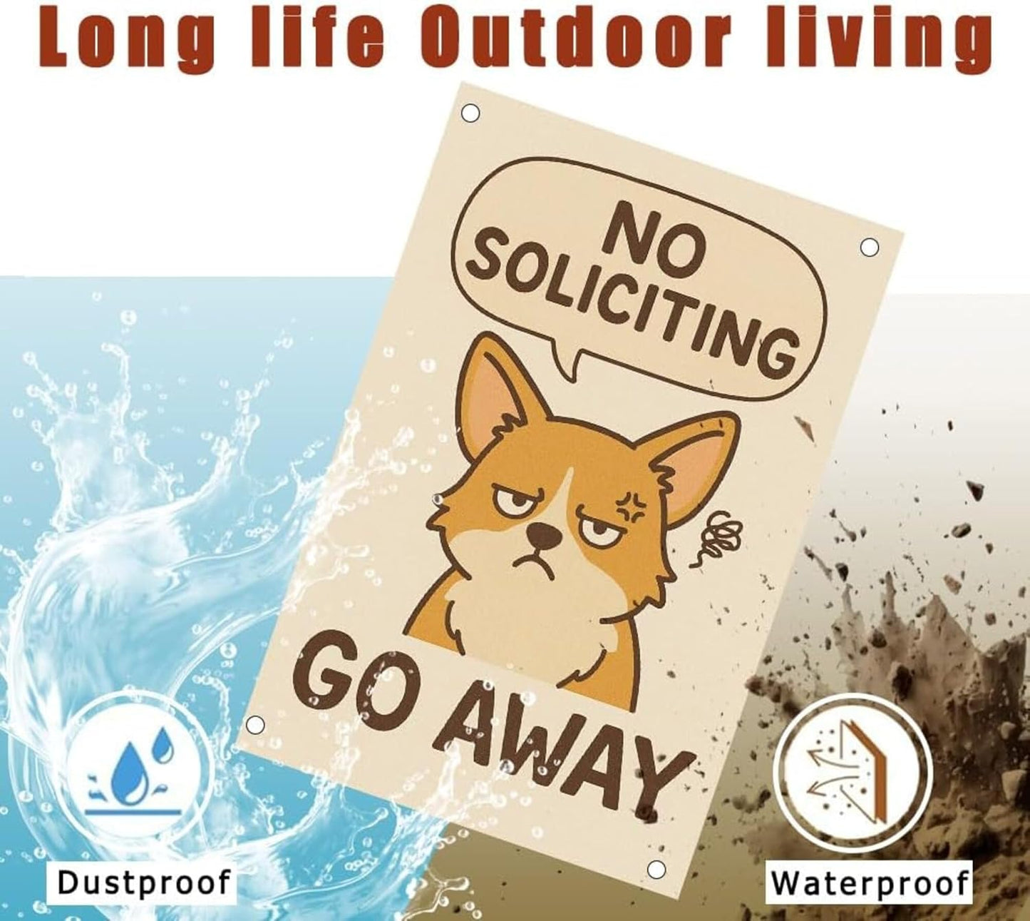 Nah We Good No Soliciting Sign – 12 x 9 Inches Funny No Soliciting Sign for House, Rust-Proof Metal No Soliciting Sign for Front Door, Outdoor Cute No Soliciting Sign with Screws & Rope