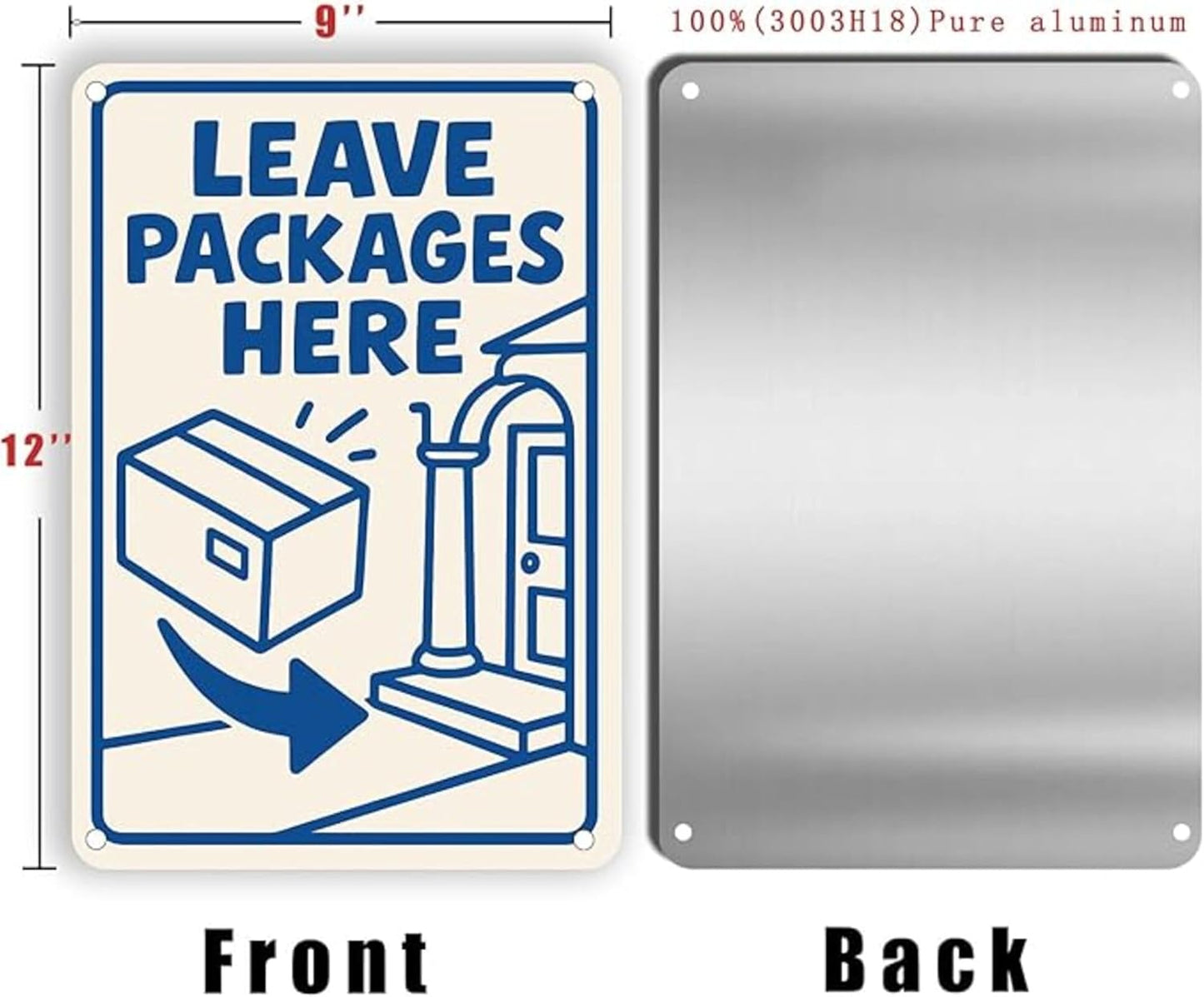 Dekvoraq Leave Packages Here 9x12 Inch – Heavy Duty Rustproof Aluminum Please Leave Packages Here Sign with FREE Mounting Accessories, Waterproof UV Printed Delivery Drop Off