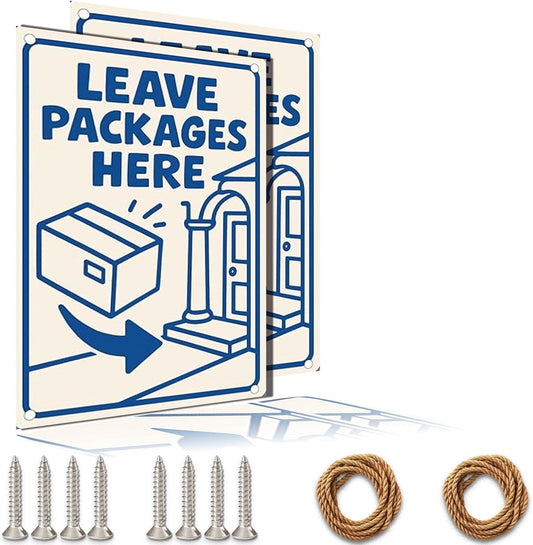 Dekvoraq Leave Packages Here 9x12 Inch – Heavy Duty Rustproof Aluminum Please Leave Packages Here Sign with FREE Mounting Accessories, Waterproof UV Printed Delivery Drop Off