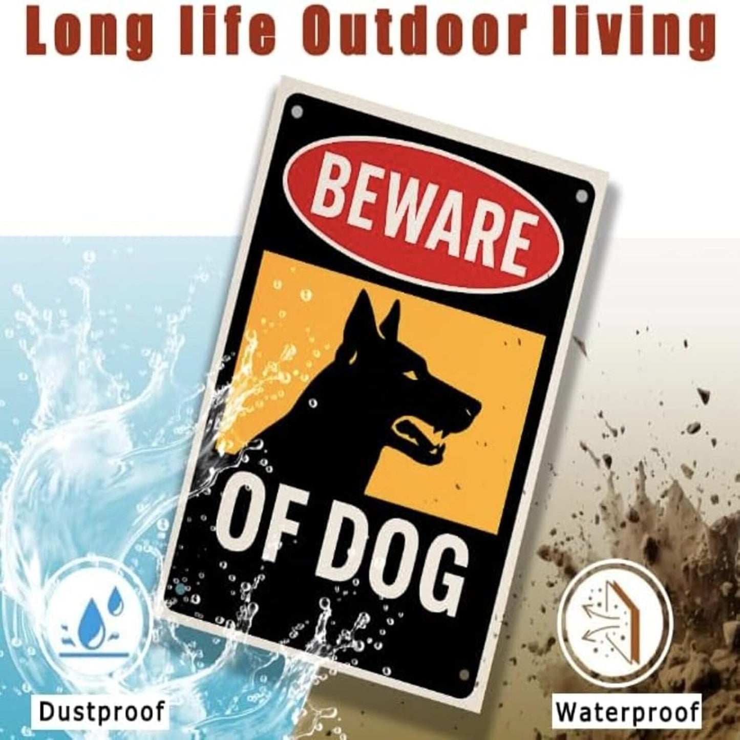 Beware of Dog Sig 9x12 Inch Aluminum UV Printed Warning Sign for Fence Yard Security Outdoor Waterproof Weather Resistant Security Notice with Mounting Accessories. Ideal for Dog Owner