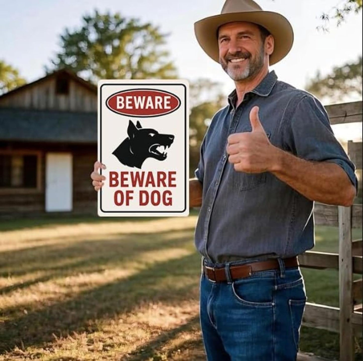 Beware of Dog Sign – 9x12 Inch Heavy Duty Rust-Free Aluminum Warning for Yard, Gate or Fence – Waterproof, UV Printed, Easy to Mount, Includes Screws & Jute Rope