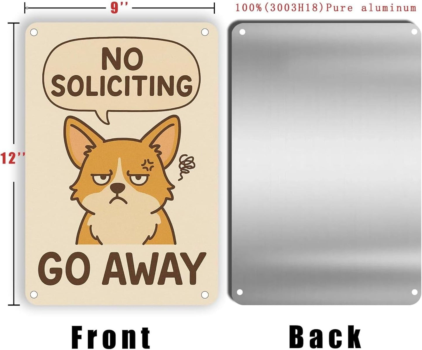 Nah We Good No Soliciting Sign – 12 x 9 Inches Funny No Soliciting Sign for House, Rust-Proof Metal No Soliciting Sign for Front Door, Outdoor Cute No Soliciting Sign with Screws & Rope