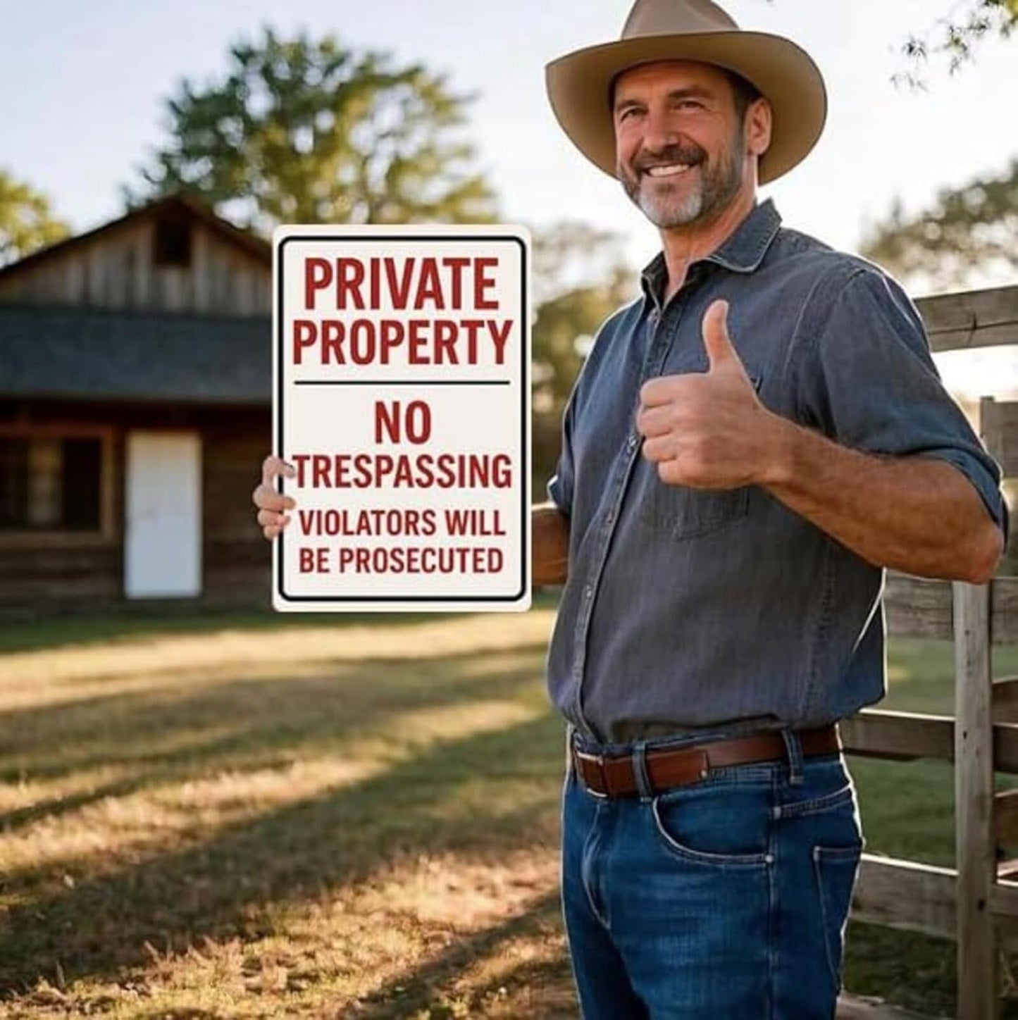 Private Property No Trespassing Sign – 9x12 Inch Rustproof Aluminum Warning, Weatherproof, Easy to Mount, Violators Will Be Prosecuted (2-Pack), Includes Screws & Rope