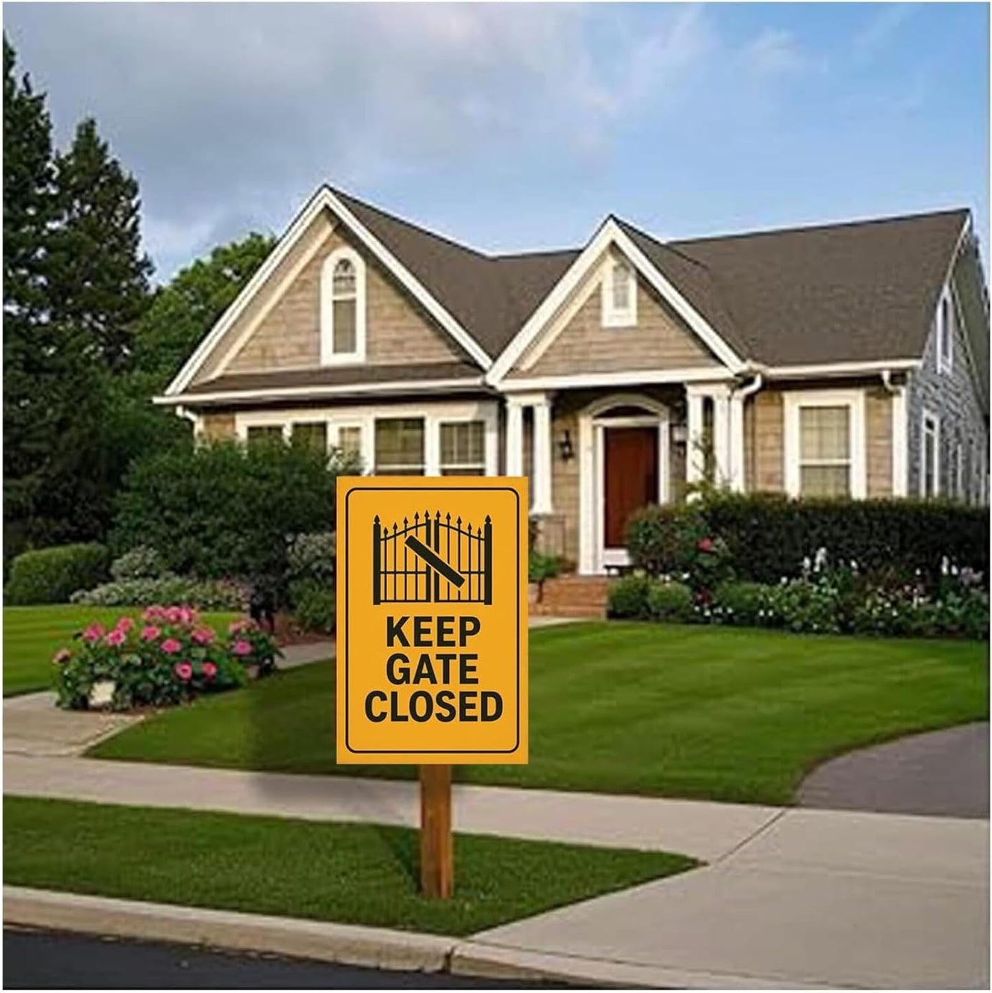 Keep Gate Closed Sign – 2 Pack 9x12 Inch Rustproof Aluminum Warning, Weatherproof Metal Gate for Outdoor Fence, Includes Screws & Jute Rope for Easy Hanging