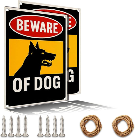 Beware of Dog Sig 9x12 Inch Aluminum UV Printed Warning Sign for Fence Yard Security Outdoor Waterproof Weather Resistant Security Notice with Mounting Accessories. Ideal for Dog Owner