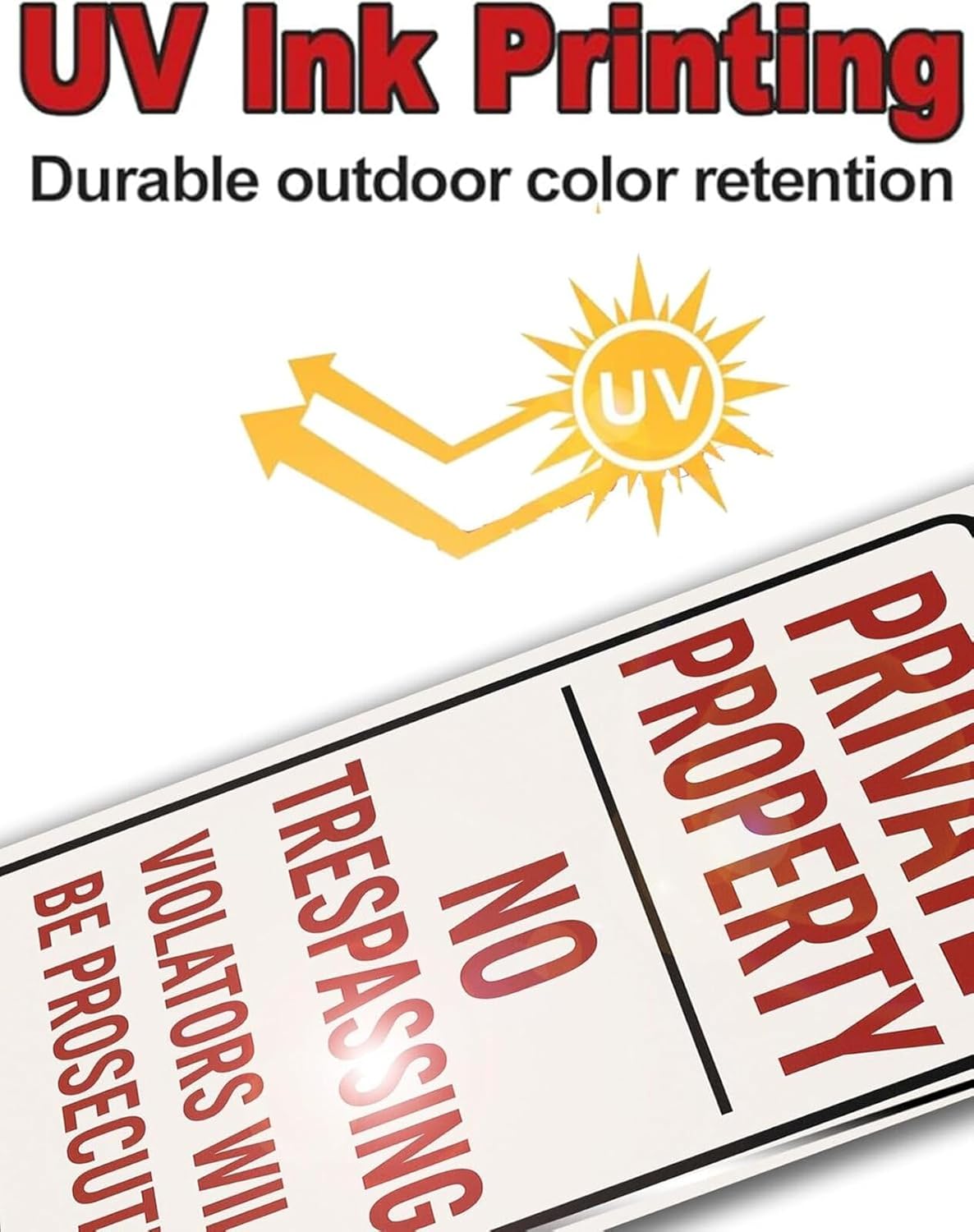 Private Property No Trespassing Sign – 9x12 Inch Rustproof Aluminum Warning, Weatherproof, Easy to Mount, Violators Will Be Prosecuted (2-Pack), Includes Screws & Rope