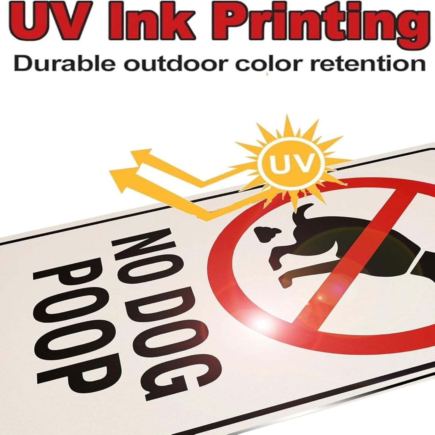 No Dog Poop Signs for Yard - Rust-Free Aluminum Metal Pet Waste Warning Sign Waterproof UV Printed Outdoor Sign to Keep Dogs Off Grass Fit for Lawn Garden Fence Gate