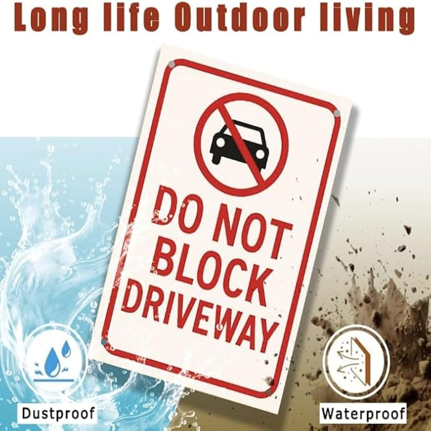 No Parking Signs Metal 9x12 Inch Aluminum Do Not Block Driveway Sign Weather Resistant No Parking Yard Sign for Outdoor Private Property/Street/Fire Lane with Free Mounting Screws & Jute Rope