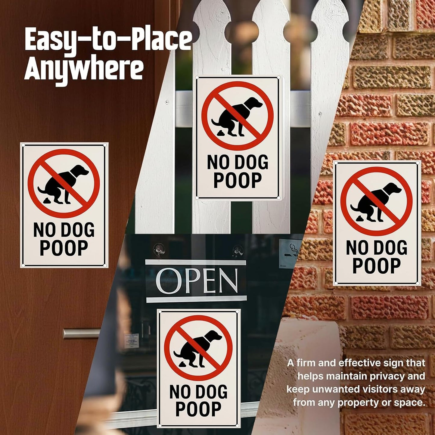 No Dog Poop Signs for Yard - Rust-Free Aluminum Metal Pet Waste Warning Sign Waterproof UV Printed Outdoor Sign to Keep Dogs Off Grass Fit for Lawn Garden Fence Gate