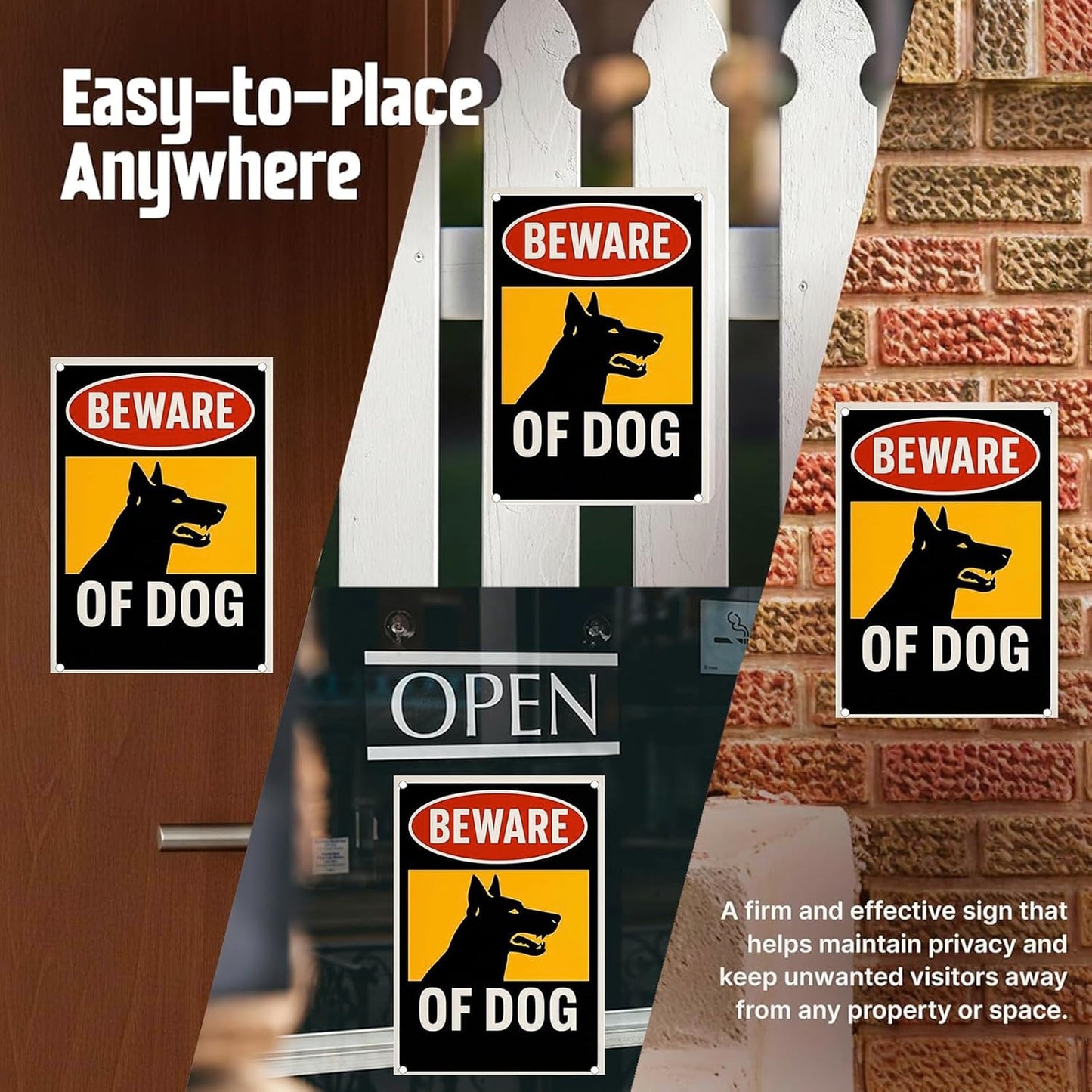 Beware of Dog Sig 9x12 Inch Aluminum UV Printed Warning Sign for Fence Yard Security Outdoor Waterproof Weather Resistant Security Notice with Mounting Accessories. Ideal for Dog Owner