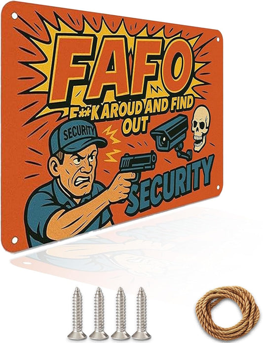 FAFO Security Sign 9x12 Inch – Funny Warning FAFO Sign, Heavy Duty Rustproof Aluminum FAFO Security Signs for Outdoor with FREE Mounting Accessories, Waterproof UV Printed