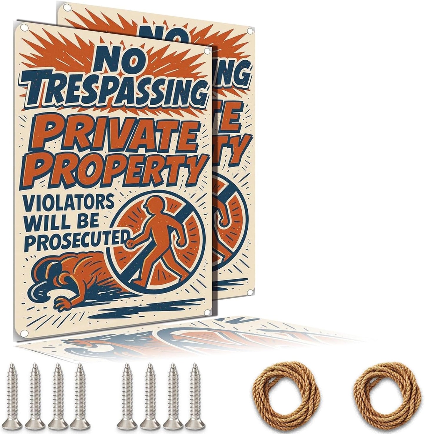 No Trespassing Private Property Sign 9x12 Inch – Heavy Duty Rustproof Aluminum Outdoor Security Sign Waterproof UV Printed Private Property Sign with FREE Mounting Accessories