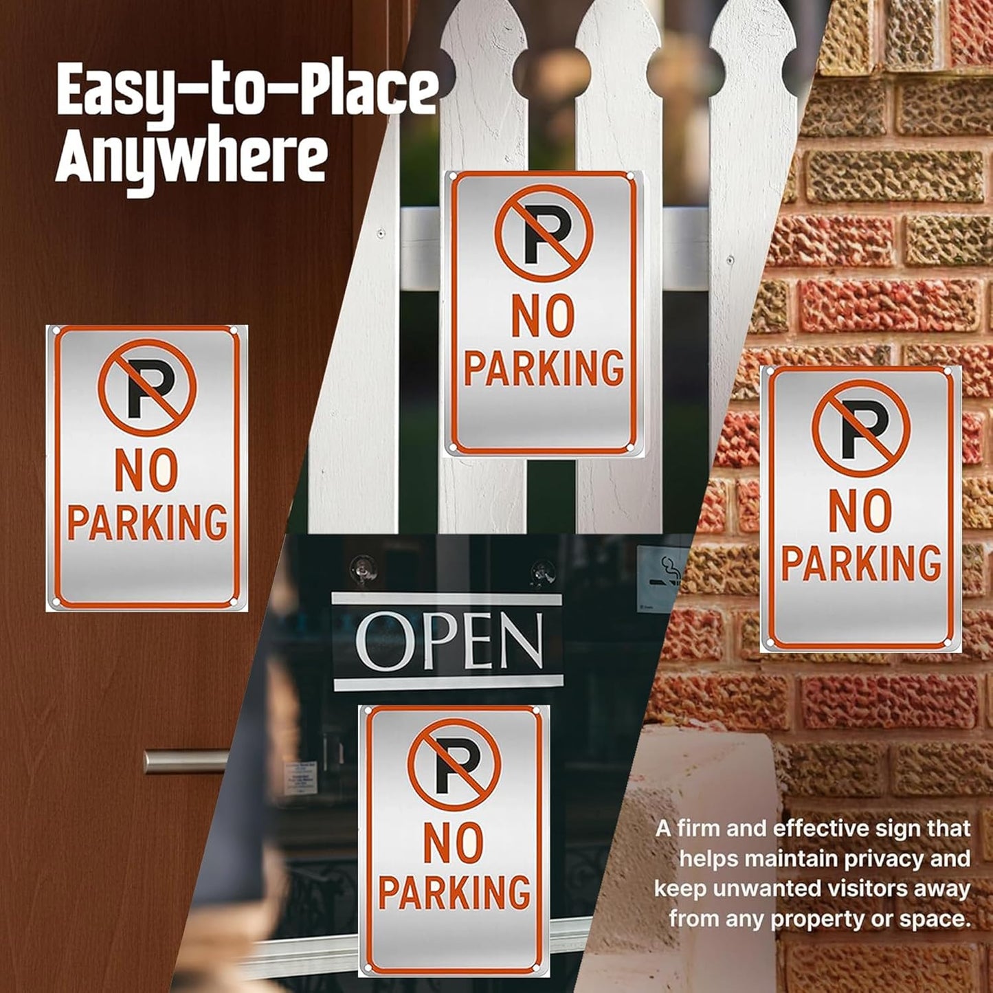 No Parking Signs 9x12 Inch - Heavy Duty Aluminum Metal Outdoor Sign Waterproof Rustproof UV Printed No Parking Sign for Driveway Private Property Fire Lane with Free Mounting Accessories