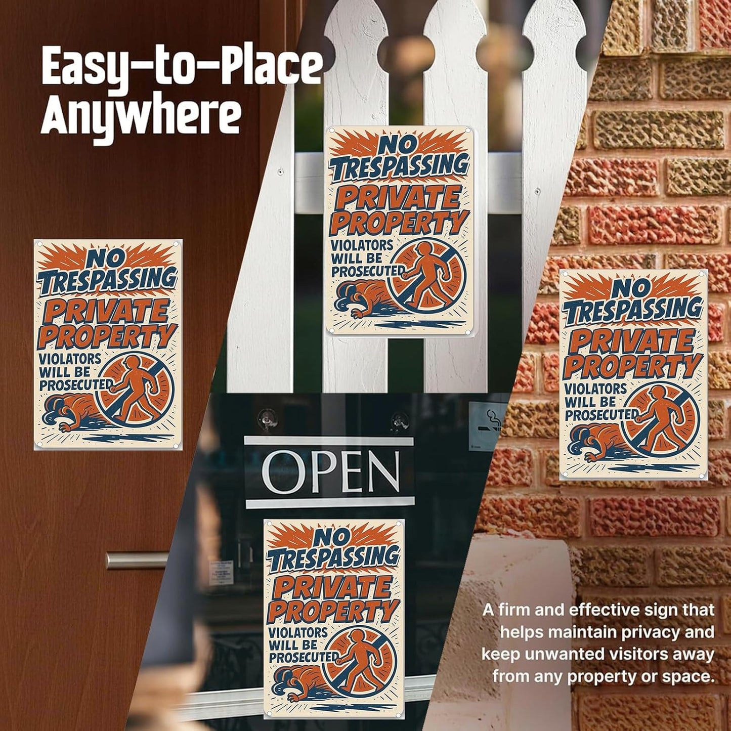 No Trespassing Private Property Sign 9x12 Inch – Heavy Duty Rustproof Aluminum Outdoor Security Sign Waterproof UV Printed Private Property Sign with FREE Mounting Accessories