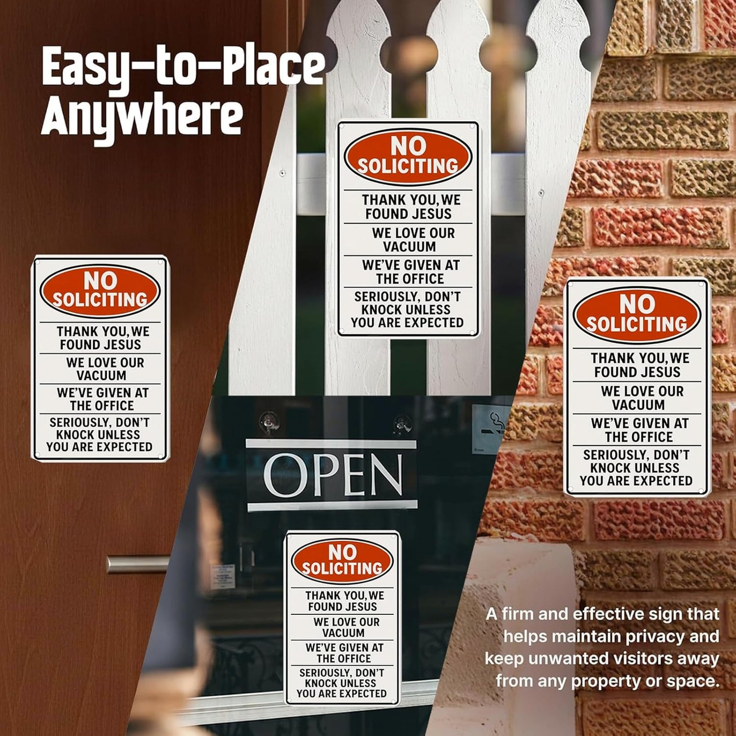 Funny No Soliciting Sign 9x12 Inch - Heavy Duty Aluminum No Soliciting Signs for House Waterproof UV Printed Outdoor Sign with FREE Mounting Accessories No Soliciting Sign for Door/Yard/Front Door