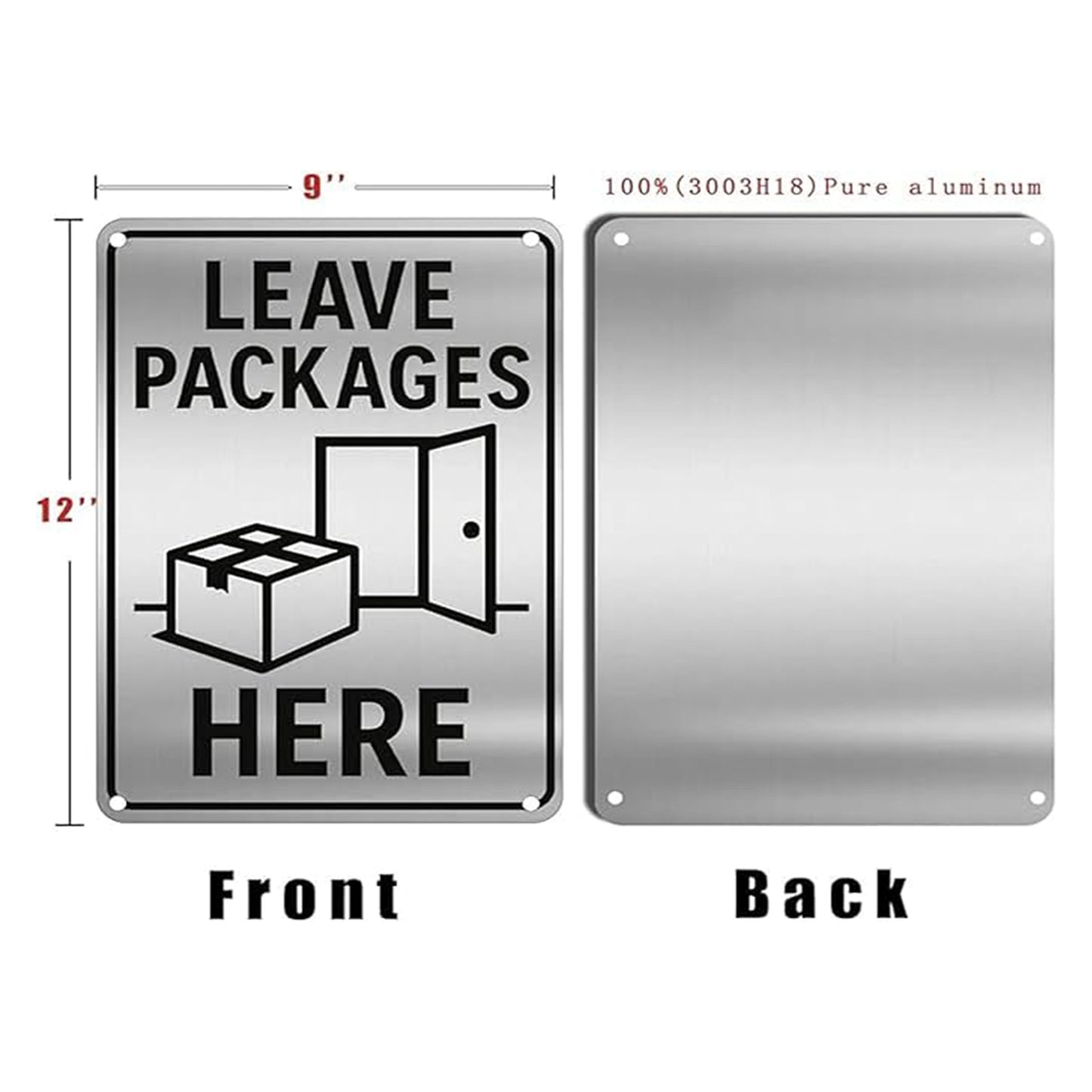 Leave Packages Here Sign 9x12 Inch - Aluminum Metal Delivery Signs for Packages Waterproof Rustproof UV Printed Custom Outdoor Delivery Instructions Sign with FREE Mounting Accessories